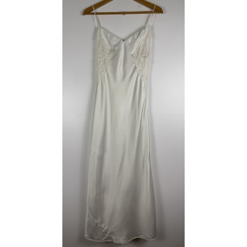 VTG Victoria's Secret 2003 Ivory Satin Bridal Nightgown Open V Back Lingerie XS